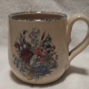 Home & Garden Party Ltd Ceramic Floral Mug Beige Multicolor Handle USA